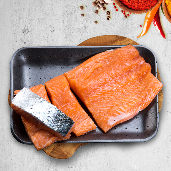 Salmon Norway - Cleaned Fillet Two Finger Slice With Skin (Aprox 1 kg/1 kg)