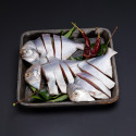 White Pomfret (Whole Small) 150UP- Cleaned Tail Out One Finger Slice   (Aprox700gm/1kg)